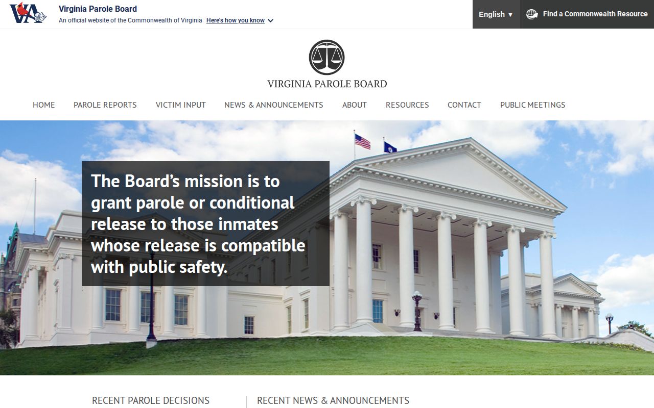 Virginia Parole Board navigation for Giles County parole release decisions